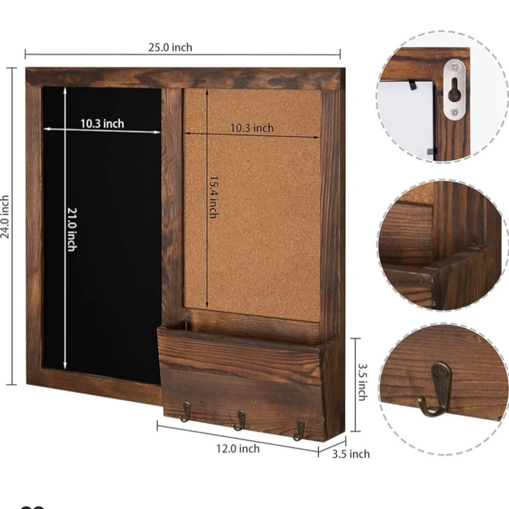 Rustic wall mounted chalk board corkboard combo